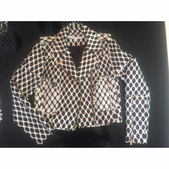 Diane Von Furstenberg Geo Print Biker Jacket - Picture 7 of 7